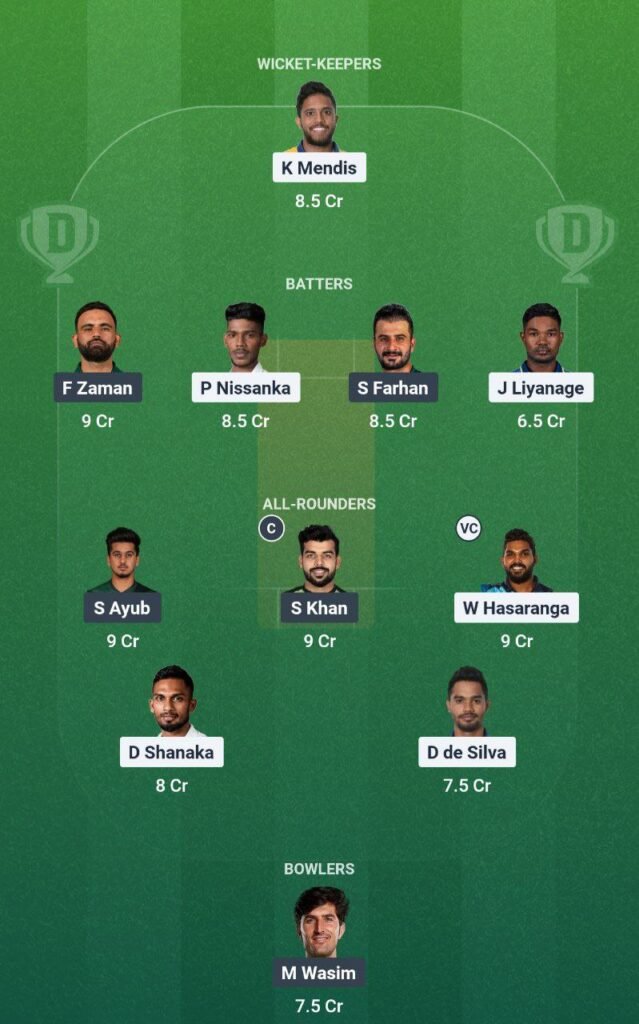 SL vs PAK 2nd T20I Dream11 Team