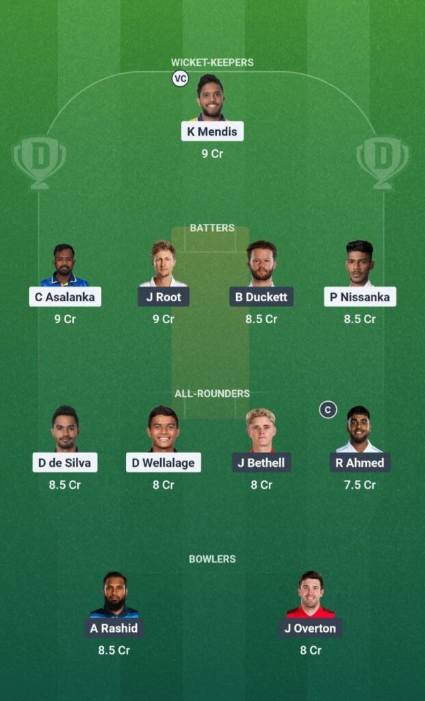 SL vs ENG Dream11 Prediction Team