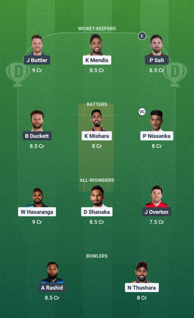 SL vs ENG Dream11 Team 1st T20I 2026
