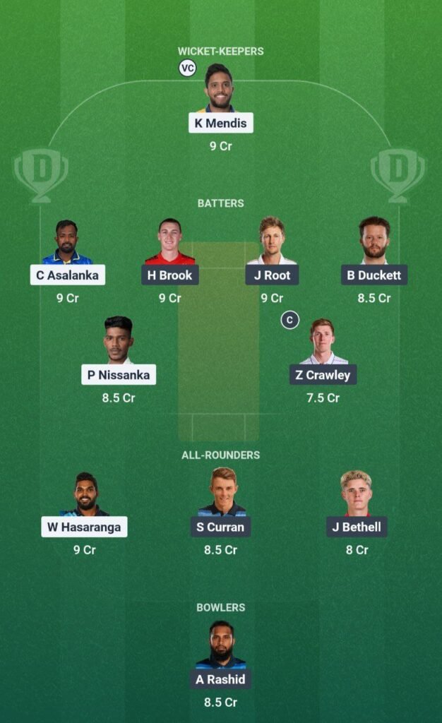 SL vs ENG Dream11 Team ODI