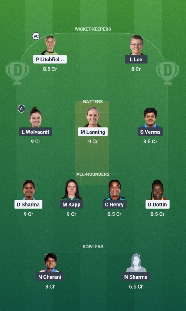 UPW-W vs DC-W Dream11 Team