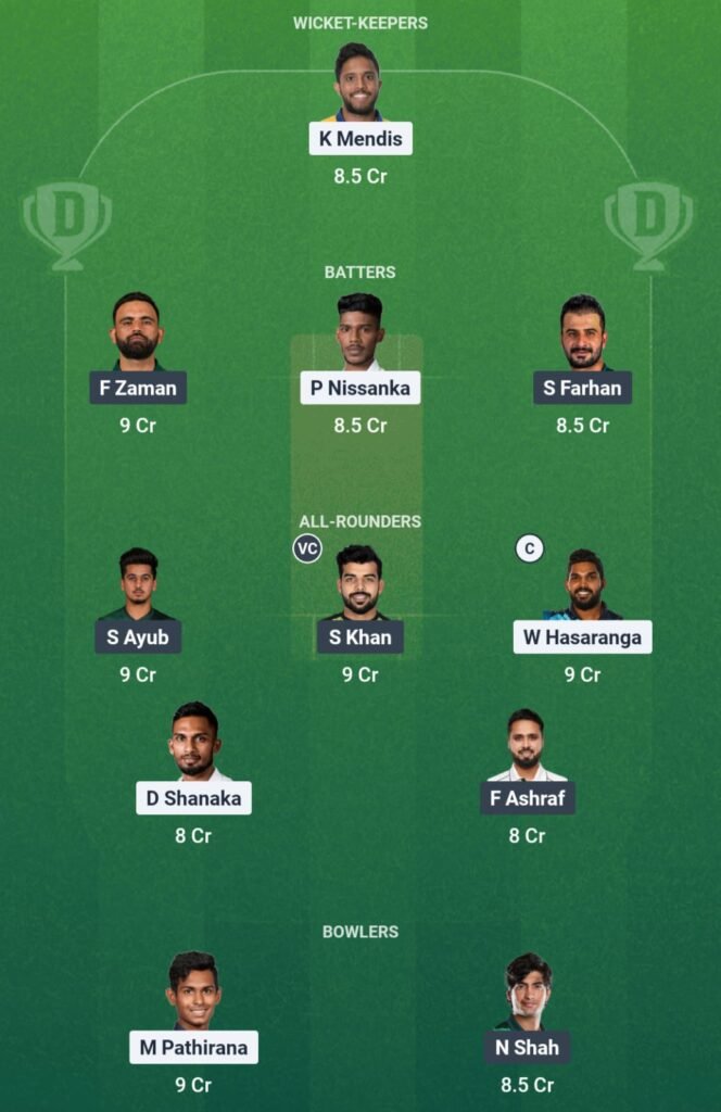 SL vs PAK Dream11 Team