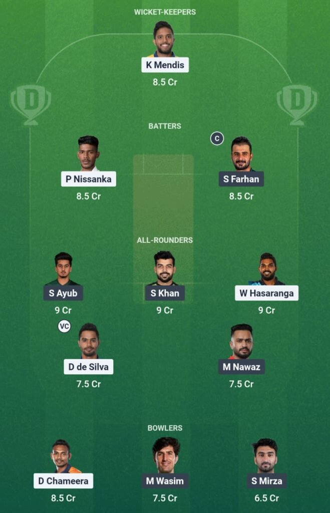 SL vs PAK Dream11 Prediction