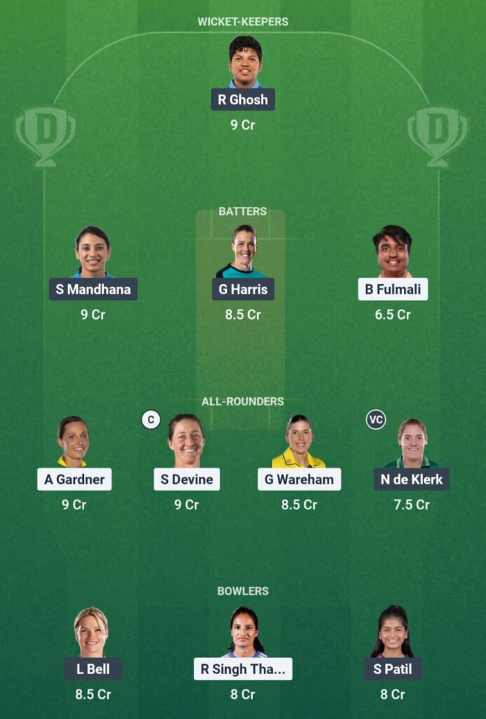 gg-w VS rcb-w dREAM11 TEAM
