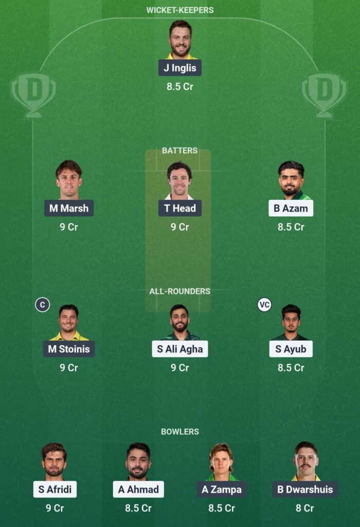 PAK vs AUS Dream11 Team