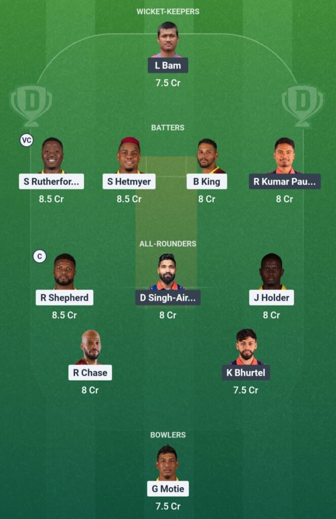 WI vs NEP Dream11 Team