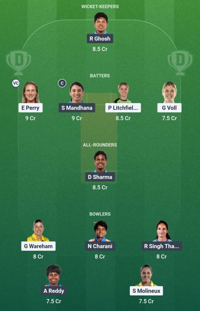 AUS-W vs IND-W Dream11 Team