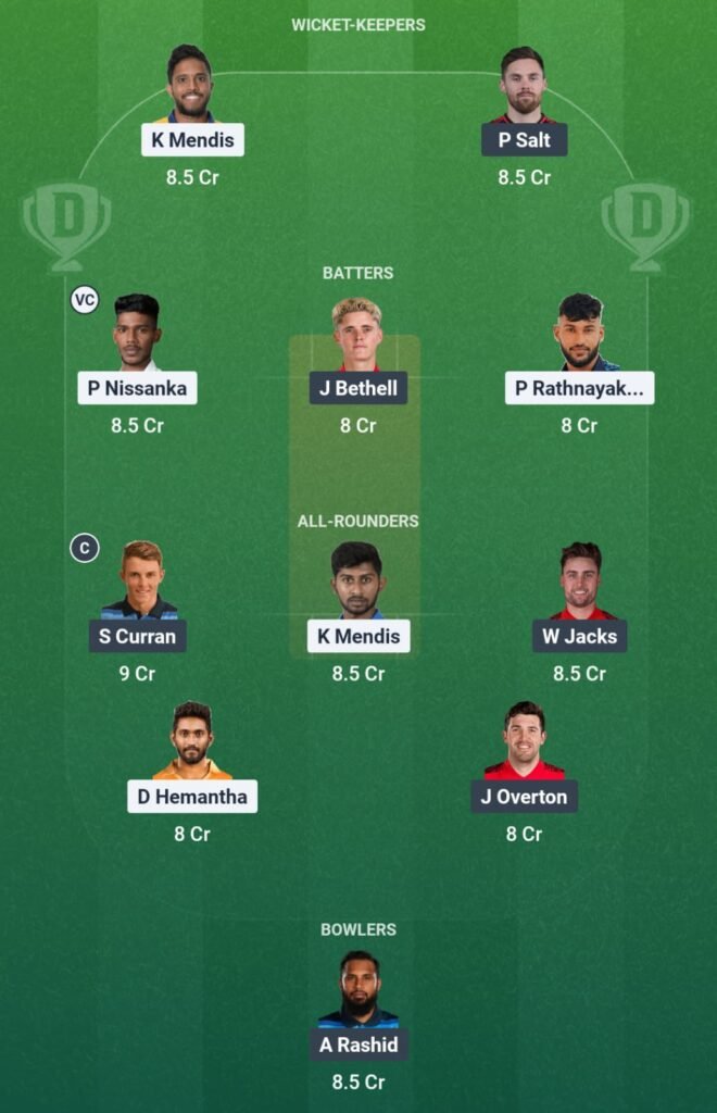 SL vs ENG Dream11 Team