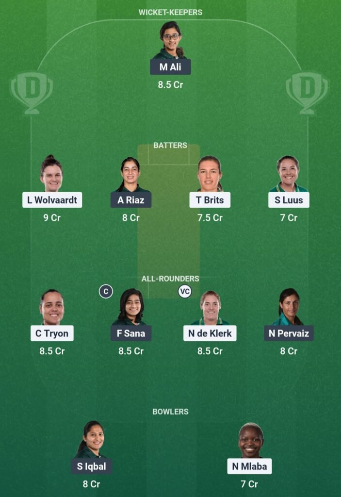 SA-W vs PAK-W Dream11 Prediction