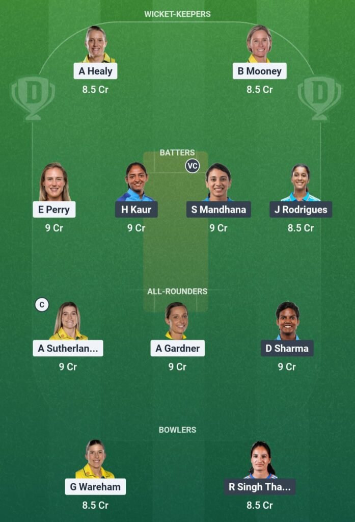 AUS-W vs IND-W Dream11 Team